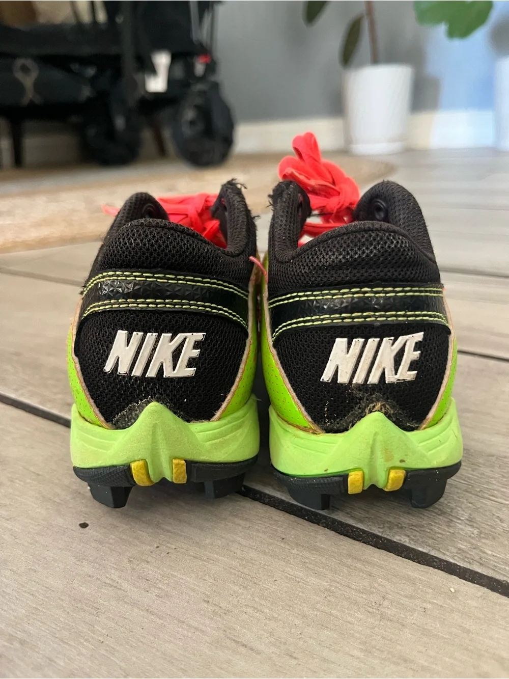 Nike Kids Neon Green & Coral Athletic Cleats